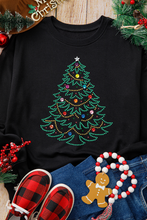 Black Rhinestone Christmas Tree Graphic Pullover Sweatshirt