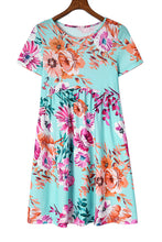 Short Sleeve High Waist Floral T-shirt Dress