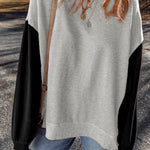 Gray Two Tone Patchwork Drop Shoulder Pullover Sweatshirt