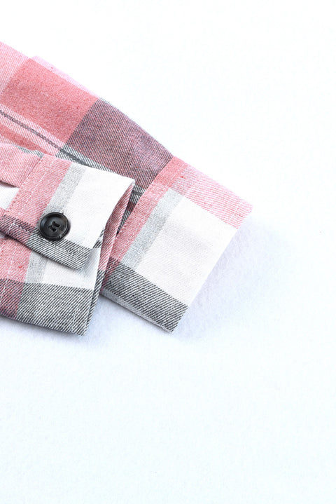 Pink Plaid Button Up Patch Pocket Shirt