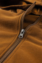 Chestnut Color Block Half Zip Kangaroo Pocketed Hoodie