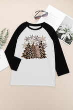 Christmas Tree Snowflakes Graphic Raglan Top