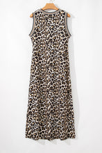 Black Contrast Striped Trim Leopard Sleeveless Maxi Dress