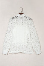 Crochet Lace Hollow-out Turn-down Collar Shirt