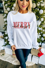 Beige MERRY and bright Embroidered Letter Graphic Sweatshirt