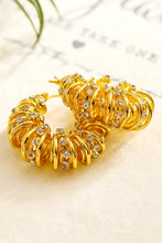 White Rhinestone Spiral Plated Alloy Hook Earrings