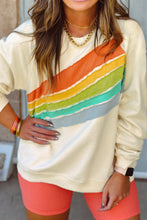 white Rainbow Raglan Sleeve Crew Neck Plus Size Sweatshirt