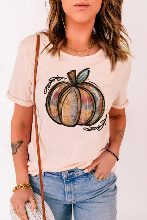 Camiseta con gráfico y cuello redondo con estampado de letras de otoño