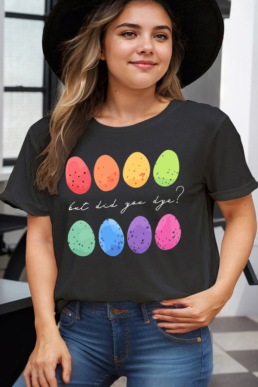 Black Colorful East Egg Graphic Plus Size T Shirt