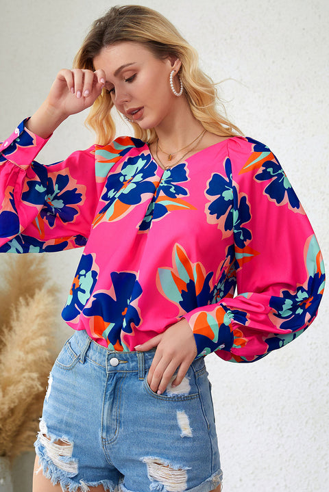 Flower Print Puff Sleeve Blouse