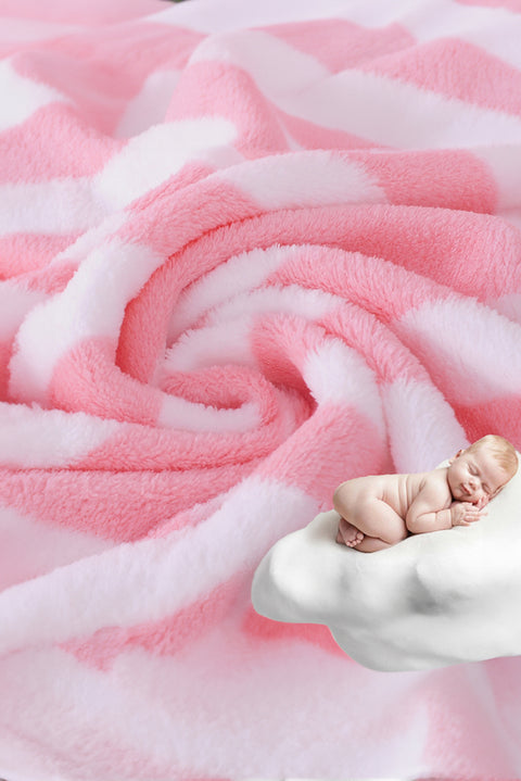 Pink Striped Plush Bath Towel Set