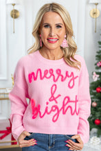 Pink Merry & Bright Pop Up Letter Waffle Knit Sweater