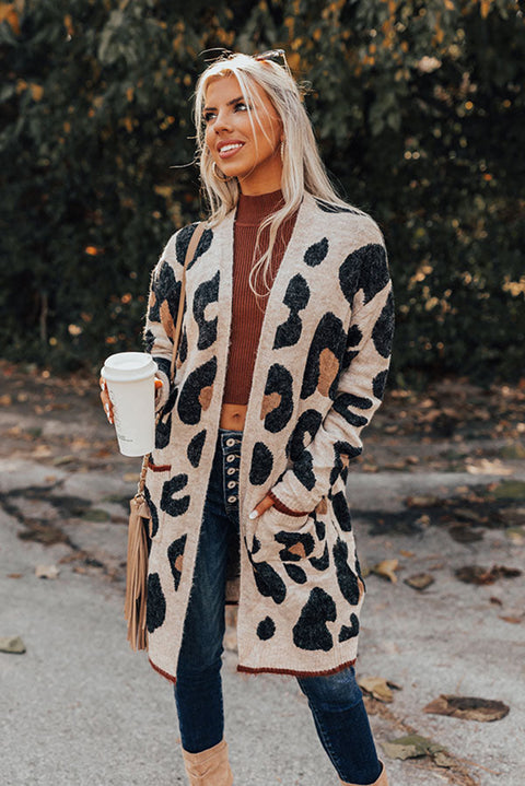 Leopard Animal Print Open Midi Cardigan