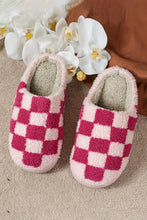 Fiery Red Checkered Print Fuzzy Slip On Winter Slippers