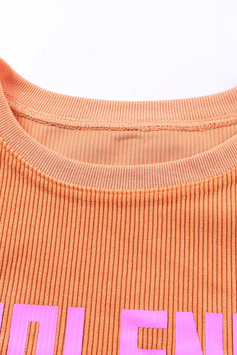 Sudadera oversize con cordón de canalé JOLENE naranja 