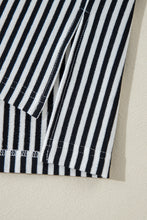 Black White Striped Patchwork 3/4 Sleeve Oversize Top