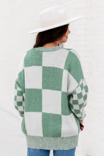 Flaxen Checkered Print Drop Shoulder Sweater