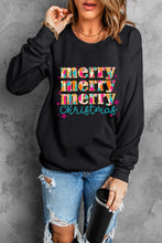 Black Merry Christmas Painted Crew Neck Graphic Sweatshirt