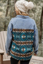 Blue Aztec Printed Denim Jacket