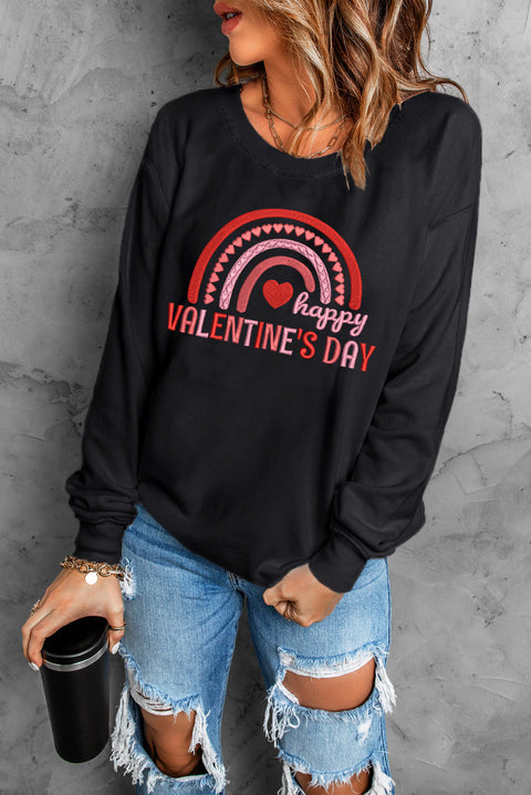 Heart Shaped Embroidered Pullover Sweatshirt