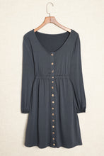 Button Up High Waist Long Sleeve Dress