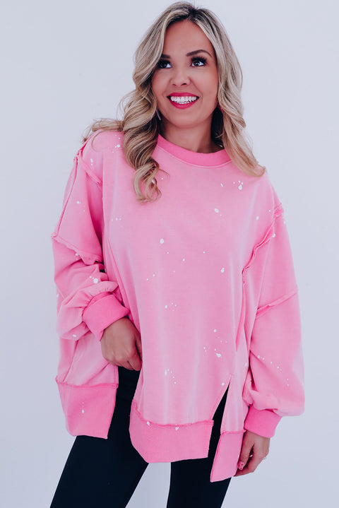 Bonbon Splash Spots Exposed Seam Baggy Sweatshirt