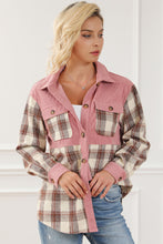 Plaid Corded Patchwork Flap Pocket Shacket