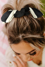 Color black Contrast Trim Satin Bow Knot Hair Scrunchie