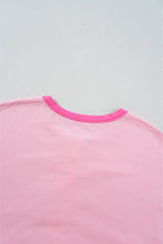 Pink Two Tone Half Buttons Collared T Shirt