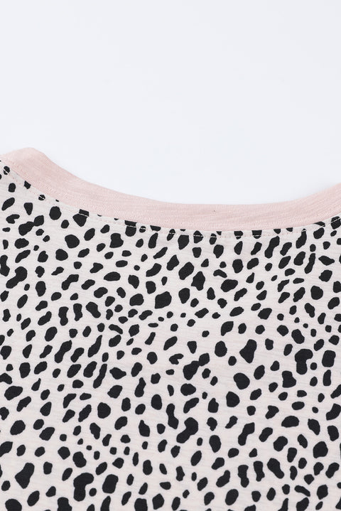 Cheetah Print O-neck Short Sleeve T Shirt