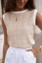 Oatmeal Floral Textured Crew Neck Tank Top