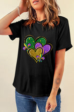 Black Fleur de Lis Heart Printed Mardi Gras T Shirt