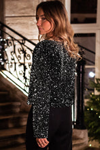 Black Sequined Open Front Cropped Jacket