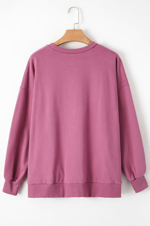 Valerian Solid Fleece Lined Drop Shoulder High Low Sweatshirt