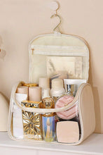 Beige TASTY Print Handle Inside Pocket Clear Makeup Bag