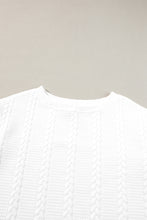 White Cable Textured Long Sleeve Round Neck Top