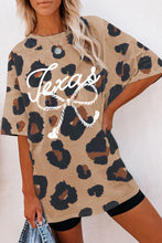 Leopard Texas Rope Bowknot Print Oversized T Shirt