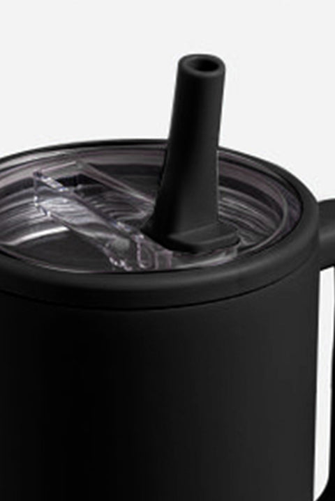 Black Frosted Stainless Handle Large Vacuum Cup with Straw 40oz