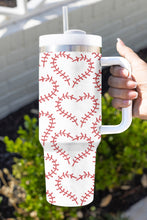 White Heart-shaped Baseball Stainless Thermos Cup with Handle