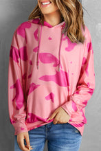 Peach Blossom Tie Dye Kangaroo Pocket Drawstring Hoodie