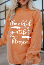 Orange thankful grateful blessed Arrow Graphic Corded Sweatshirt