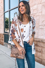 Floral Print Open Front Bell Sleeve kimono