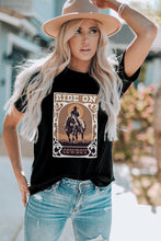 Black RIDE ON COWBOY Graphic Western Tee