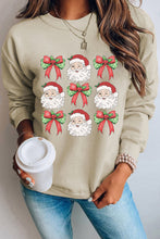 Parchment Christmas Santa Claus Bowknot Print Drop Shoulder Sweatshirt