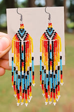 White Western Rice Bead Tassel Hook Earring