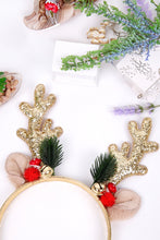 Gold Christmas Reindeer Sequined Bell Headband