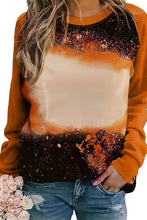 Gold Flame Tie Dye Bleached Print Raglan Sleeve Top