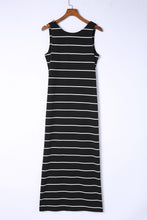 Stripe Print Open Back Sleeveless Maxi Dress with Slits