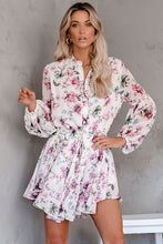 Vintage Floral Print Drawstring Flowy Dress