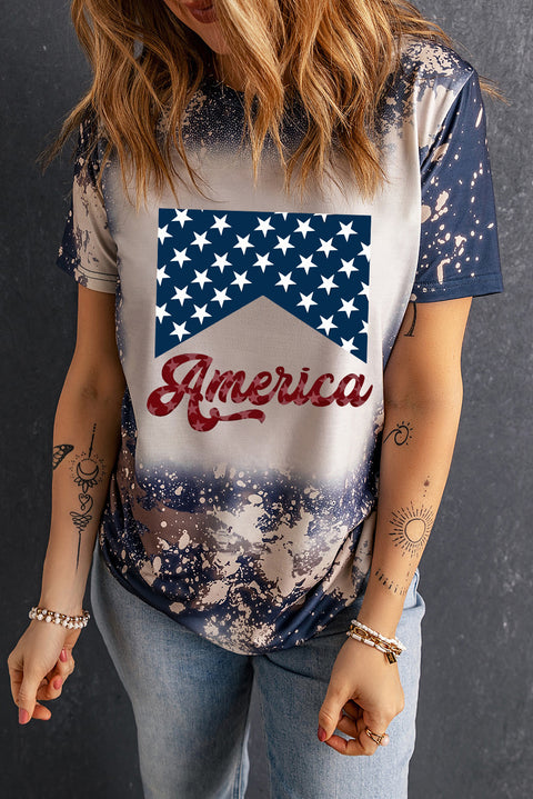 Multicolor Bleached Tie Dye Stylish America Graphic Tee